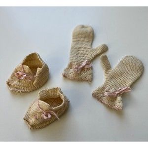 Infant Baby Newborn Shoes & 1yr Old Mittens Photography Photo Prop Doll Clothes